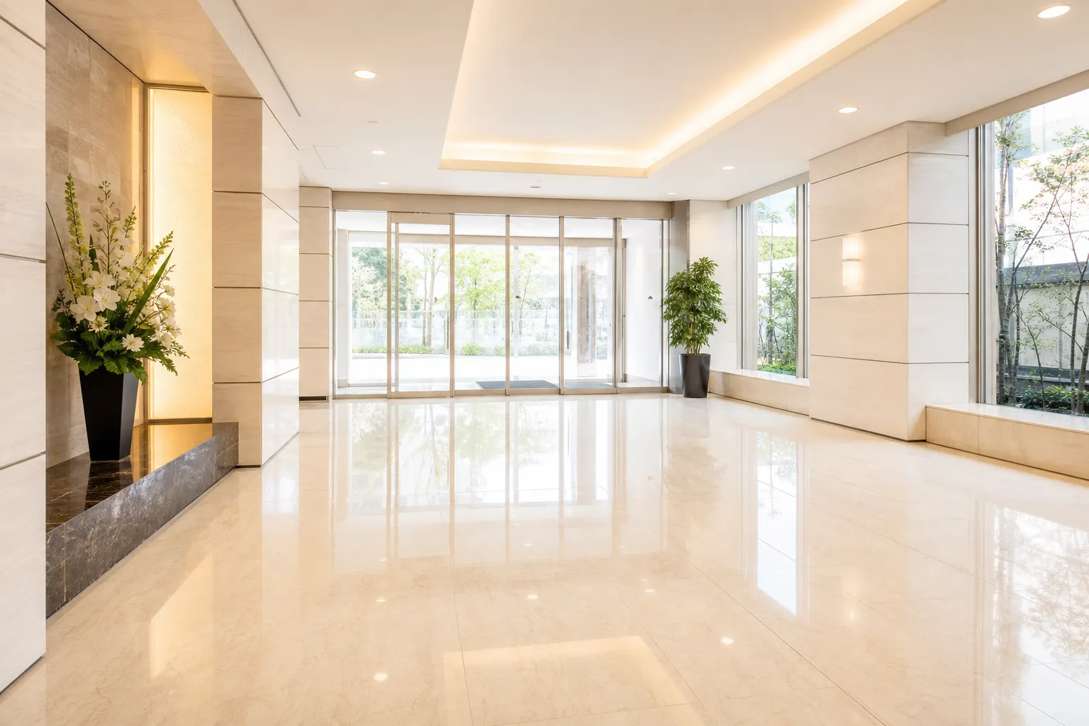 明るく清潔なマンションエントランス